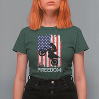 Freedom Motocross Dirt Bike T Shirt For Women Patriotic American Flag - Wonder Print Shop
