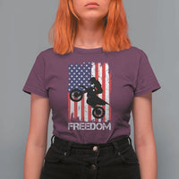 Freedom Motocross Dirt Bike T Shirt For Women Patriotic American Flag - Wonder Print Shop