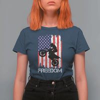 Freedom Motocross Dirt Bike T Shirt For Women Patriotic American Flag - Wonder Print Shop