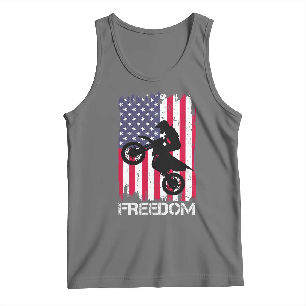 Freedom Motocross Dirt Bike Tank Top Patriotic American Flag - Wonder Print Shop