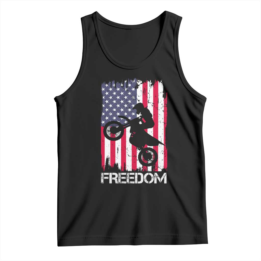 Freedom Motocross Dirt Bike Tank Top Patriotic American Flag - Wonder Print Shop