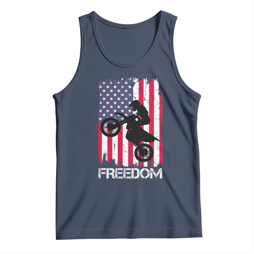 Freedom Motocross Dirt Bike Tank Top Patriotic American Flag - Wonder Print Shop