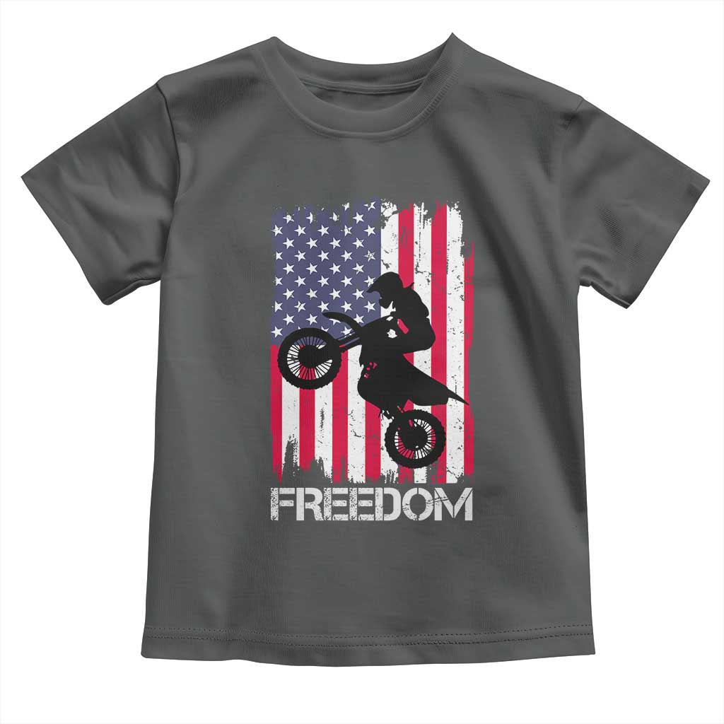 Freedom Motocross Dirt Bike Toddler T Shirt Patriotic American Flag - Wonder Print Shop