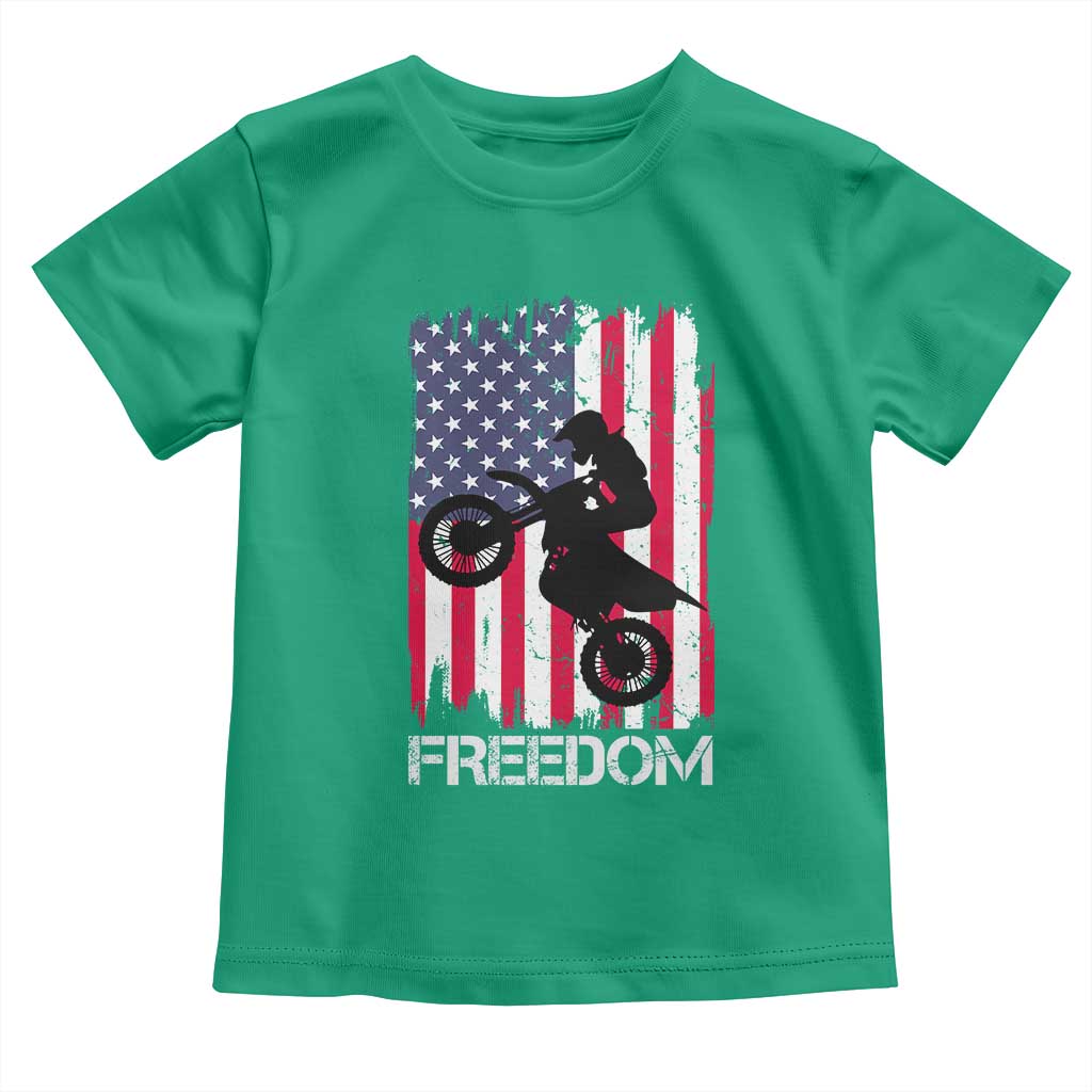 Freedom Motocross Dirt Bike Toddler T Shirt Patriotic American Flag - Wonder Print Shop