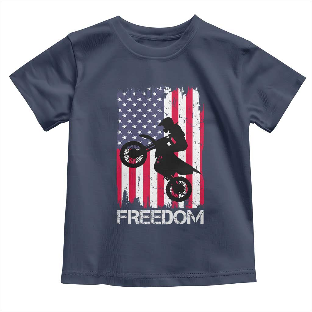 Freedom Motocross Dirt Bike Toddler T Shirt Patriotic American Flag - Wonder Print Shop