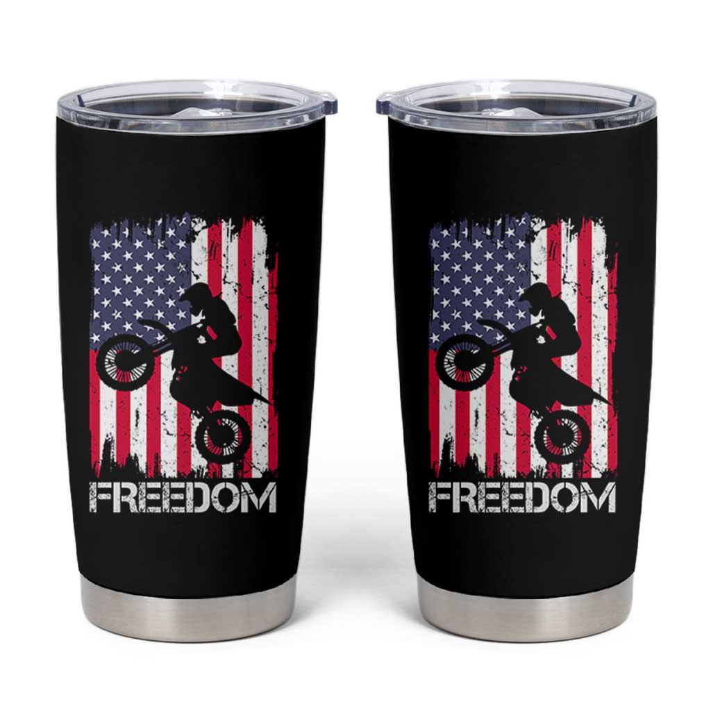 Freedom Motocross Dirt Bike Tumbler Cup Patriotic American Flag - Wonder Print Shop