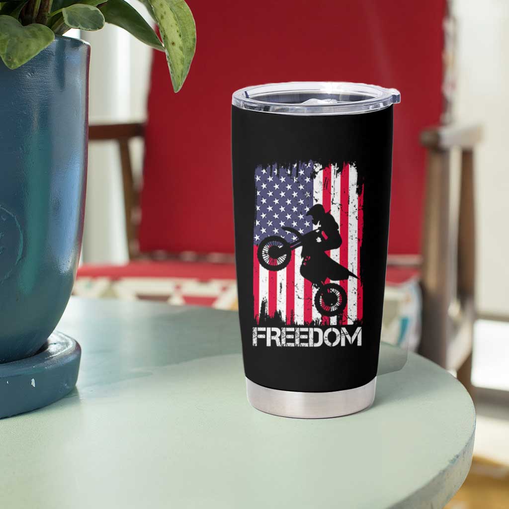 Freedom Motocross Dirt Bike Tumbler Cup Patriotic American Flag - Wonder Print Shop