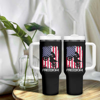 Freedom Motocross Dirt Bike Tumbler With Handle Patriotic American Flag - Wonder Print Shop