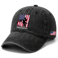 Freedom Motocross Dirt Bike Washed Cotton Baseball Cap Patriotic American Flag
