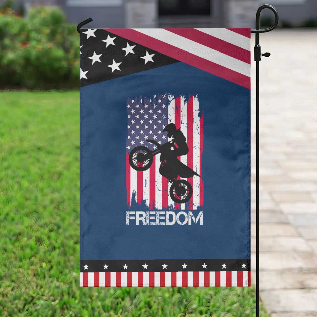 Freedom Motocross Dirt Bike Garden Flag Patriotic American Flag