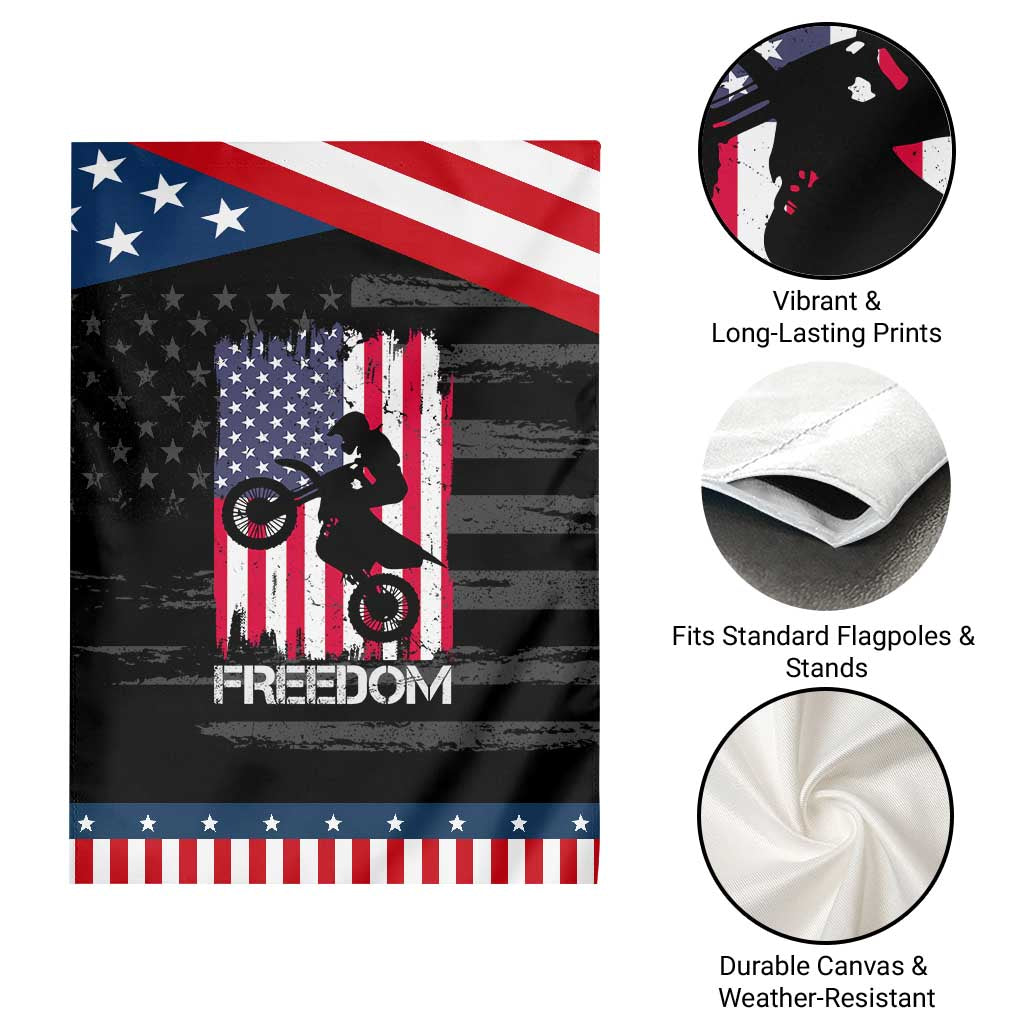 Freedom Motocross Dirt Bike Garden Flag Patriotic American Flag