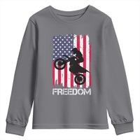 Freedom Motocross Dirt Bike Youth Sweatshirt Patriotic American Flag - Wonder Print Shop