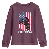 Freedom Motocross Dirt Bike Youth Sweatshirt Patriotic American Flag - Wonder Print Shop