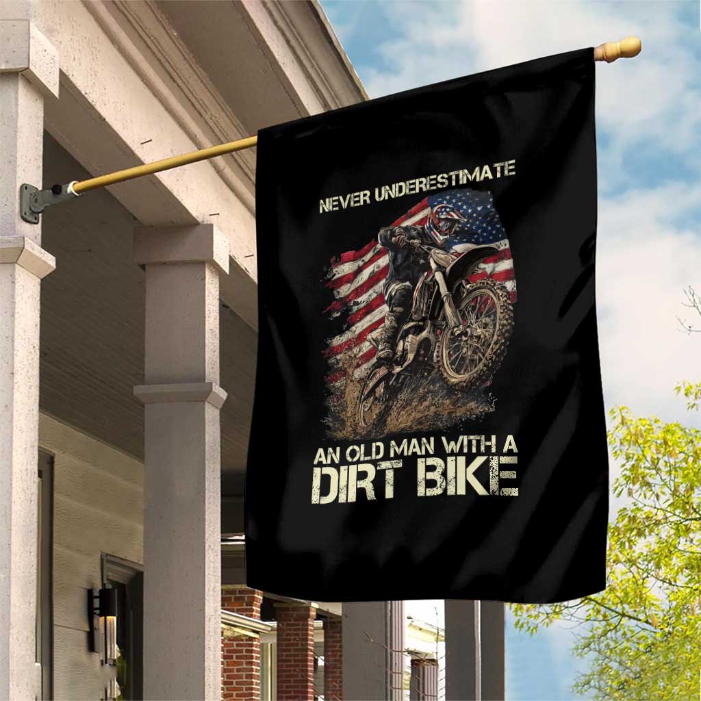 Dirt Bike American Flag Garden Flag Never Underestimate An Old Man With A Dirt Bike Motocross - Wonder Print Shop