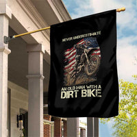 Dirt Bike American Flag Garden Flag Never Underestimate An Old Man With A Dirt Bike Motocross - Wonder Print Shop