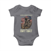 Dirt Bike American Flag Baby Onesie Never Underestimate An Old Man With A Dirt Bike Motocross - Wonder Print Shop