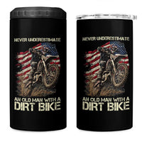 Dirt Bike American Flag 4 in 1 Can Cooler Tumbler Never Underestimate An Old Man With A Dirt Bike Motocross - Wonder Print Shop