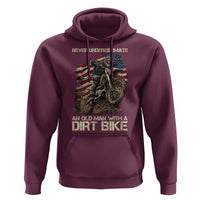 Dirt Bike American Flag Hoodie Never Underestimate An Old Man With A Dirt Bike Motocross - Wonder Print Shop