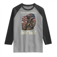 Dirt Bike American Flag Raglan Shirt Never Underestimate An Old Man With A Dirt Bike Motocross - Wonder Print Shop