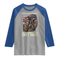 Dirt Bike American Flag Raglan Shirt Never Underestimate An Old Man With A Dirt Bike Motocross - Wonder Print Shop