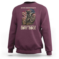 Dirt Bike American Flag Sweatshirt Never Underestimate An Old Man With A Dirt Bike Motocross - Wonder Print Shop