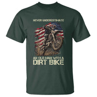 Dirt Bike American Flag T Shirt Never Underestimate An Old Man With A Dirt Bike Motocross - Wonder Print Shop