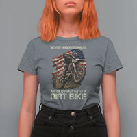 Dirt Bike American Flag T Shirt For Women Never Underestimate An Old Man With A Dirt Bike Motocross - Wonder Print Shop