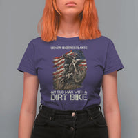 Dirt Bike American Flag T Shirt For Women Never Underestimate An Old Man With A Dirt Bike Motocross - Wonder Print Shop