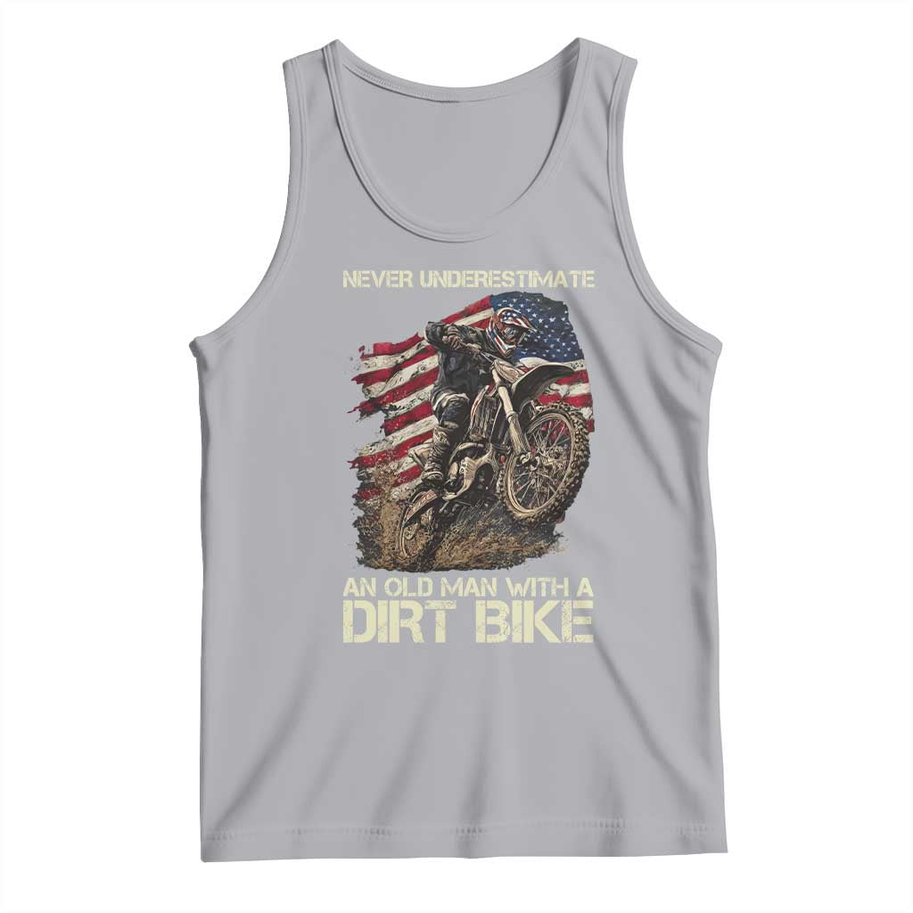 Dirt Bike American Flag Tank Top Never Underestimate An Old Man With A Dirt Bike Motocross - Wonder Print Shop