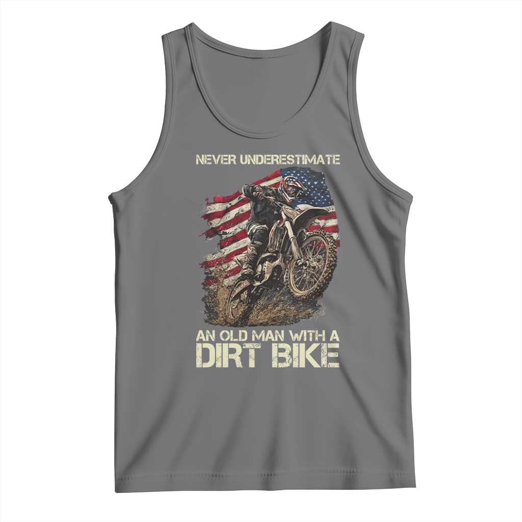 Dirt Bike American Flag Tank Top Never Underestimate An Old Man With A Dirt Bike Motocross - Wonder Print Shop