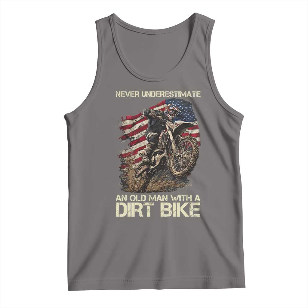 Dirt Bike American Flag Tank Top Never Underestimate An Old Man With A Dirt Bike Motocross - Wonder Print Shop
