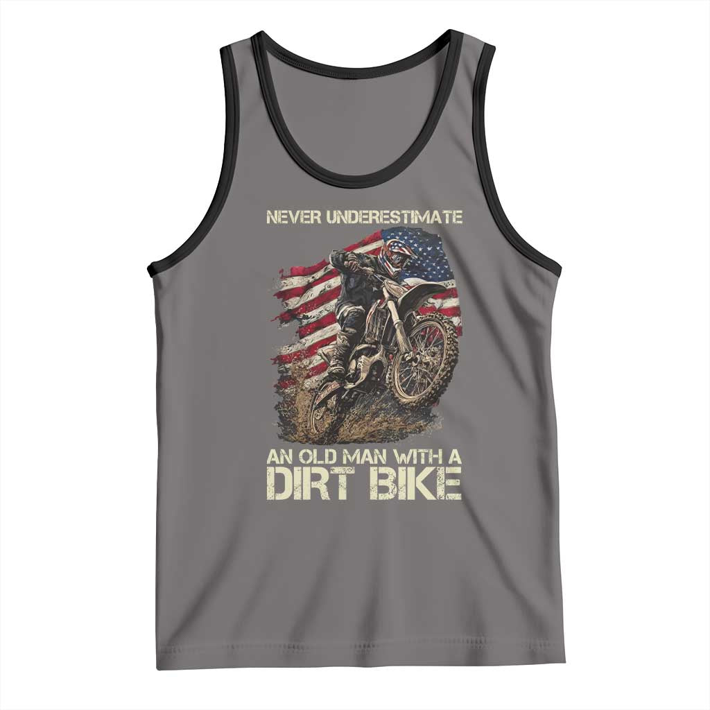 Dirt Bike American Flag Tank Top Never Underestimate An Old Man With A Dirt Bike Motocross - Wonder Print Shop