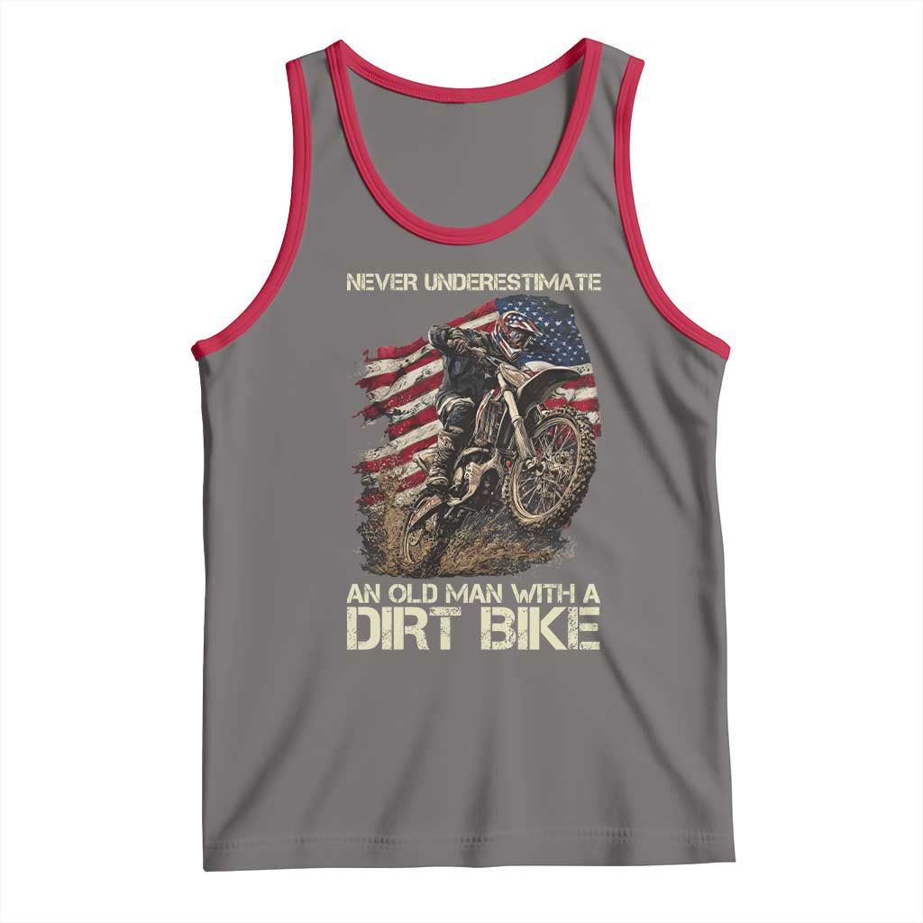 Dirt Bike American Flag Tank Top Never Underestimate An Old Man With A Dirt Bike Motocross - Wonder Print Shop