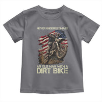 Dirt Bike American Flag Toddler T Shirt Never Underestimate An Old Man With A Dirt Bike Motocross - Wonder Print Shop