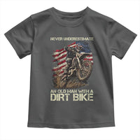Dirt Bike American Flag Toddler T Shirt Never Underestimate An Old Man With A Dirt Bike Motocross - Wonder Print Shop