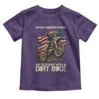 Dirt Bike American Flag Toddler T Shirt Never Underestimate An Old Man With A Dirt Bike Motocross - Wonder Print Shop