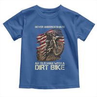 Dirt Bike American Flag Toddler T Shirt Never Underestimate An Old Man With A Dirt Bike Motocross - Wonder Print Shop