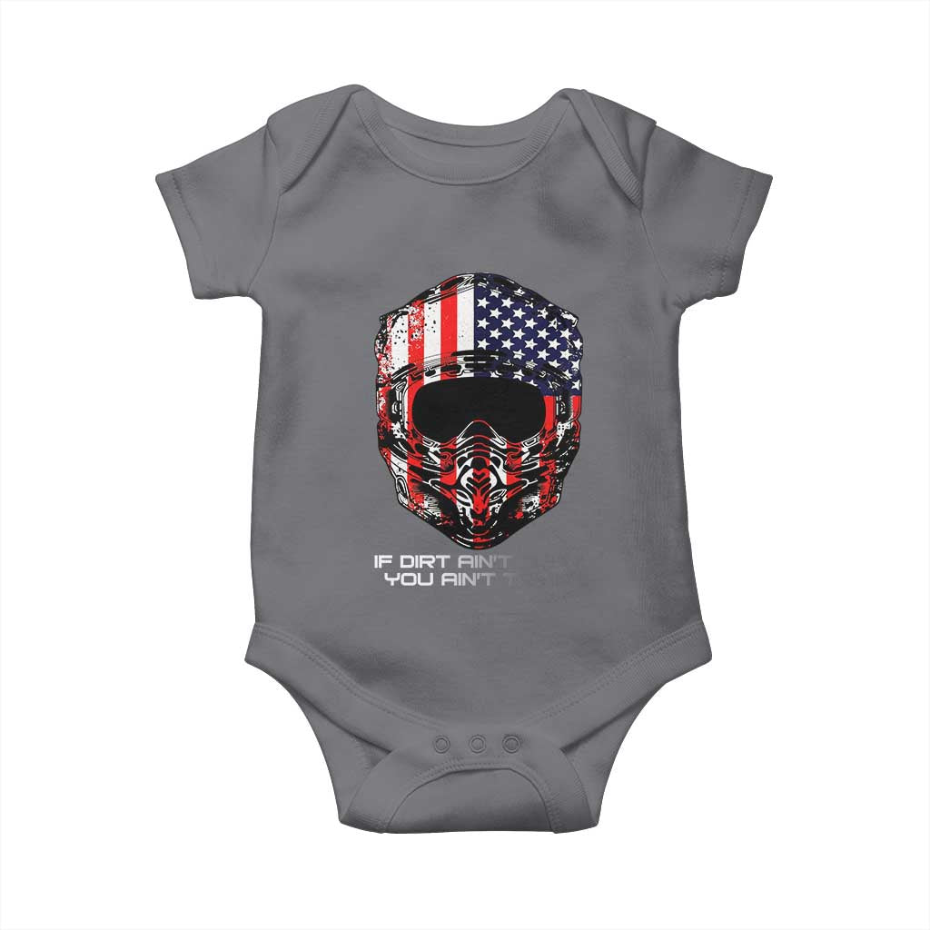 Dirt Bike American Flag Patriotic Baby Onesie If Dirt Ain't Flyin You Ain't Tryin - Wonder Print Shop