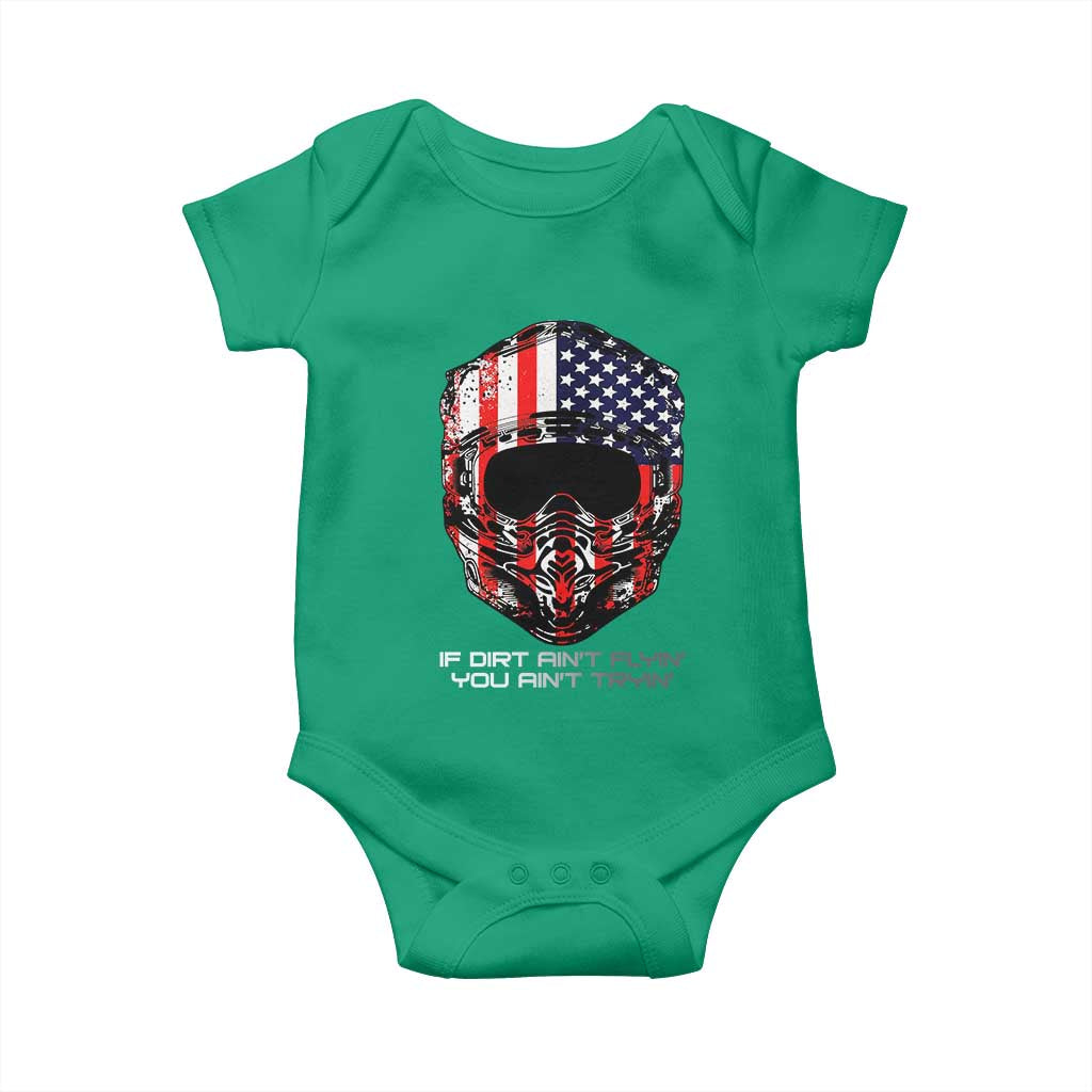 Dirt Bike American Flag Patriotic Baby Onesie If Dirt Ain't Flyin You Ain't Tryin - Wonder Print Shop