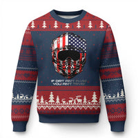 Dirt Bike American Flag Patriotic Ugly Christmas Sweater If Dirt Ain't Flyin You Ain't Tryin - Wonder Print Shop