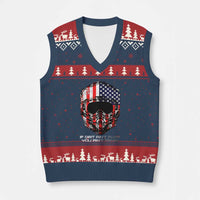 Dirt Bike American Flag Patriotic V-Neck Knit Sweater Vest If Dirt Ain't Flyin You Ain't Tryin - Wonder Print Shop