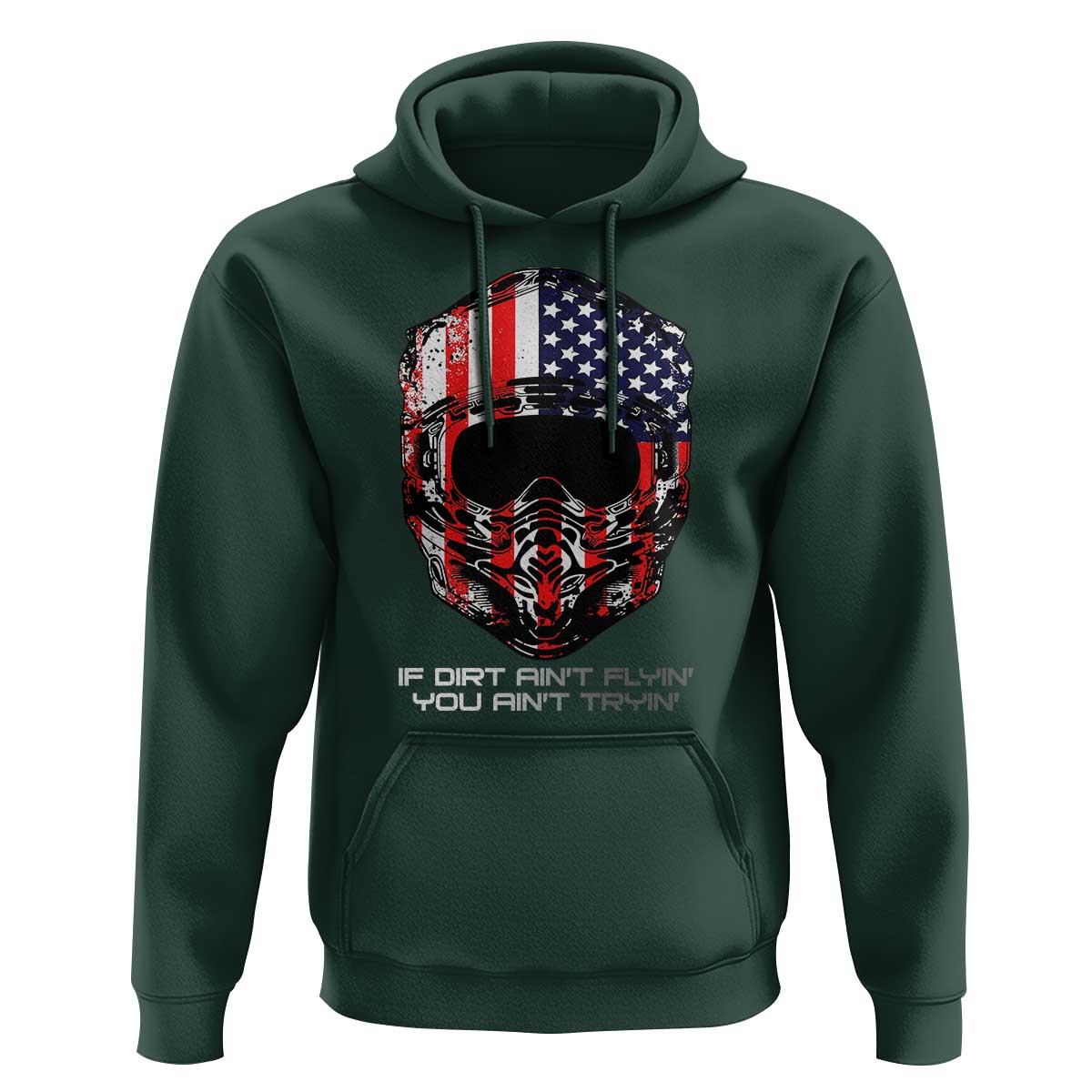 Dirt Bike American Flag Patriotic Hoodie If Dirt Ain't Flyin You Ain't Tryin - Wonder Print Shop