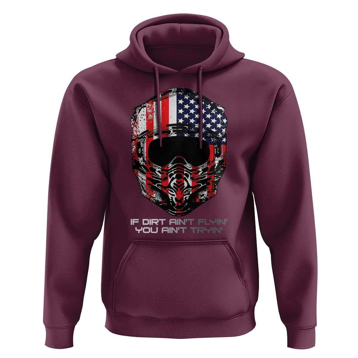 Dirt Bike American Flag Patriotic Hoodie If Dirt Ain't Flyin You Ain't Tryin - Wonder Print Shop