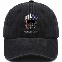 Dirt Bike American Flag Patriotic Washed Cotton Baseball Cap If Dirt Ain't Flyin You Ain't Tryin