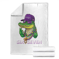 Mardi Gras Alligator Throw Blanket Funny Six Seven MAGA Political Meme