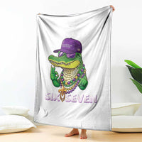 Mardi Gras Alligator Throw Blanket Funny Six Seven MAGA Political Meme