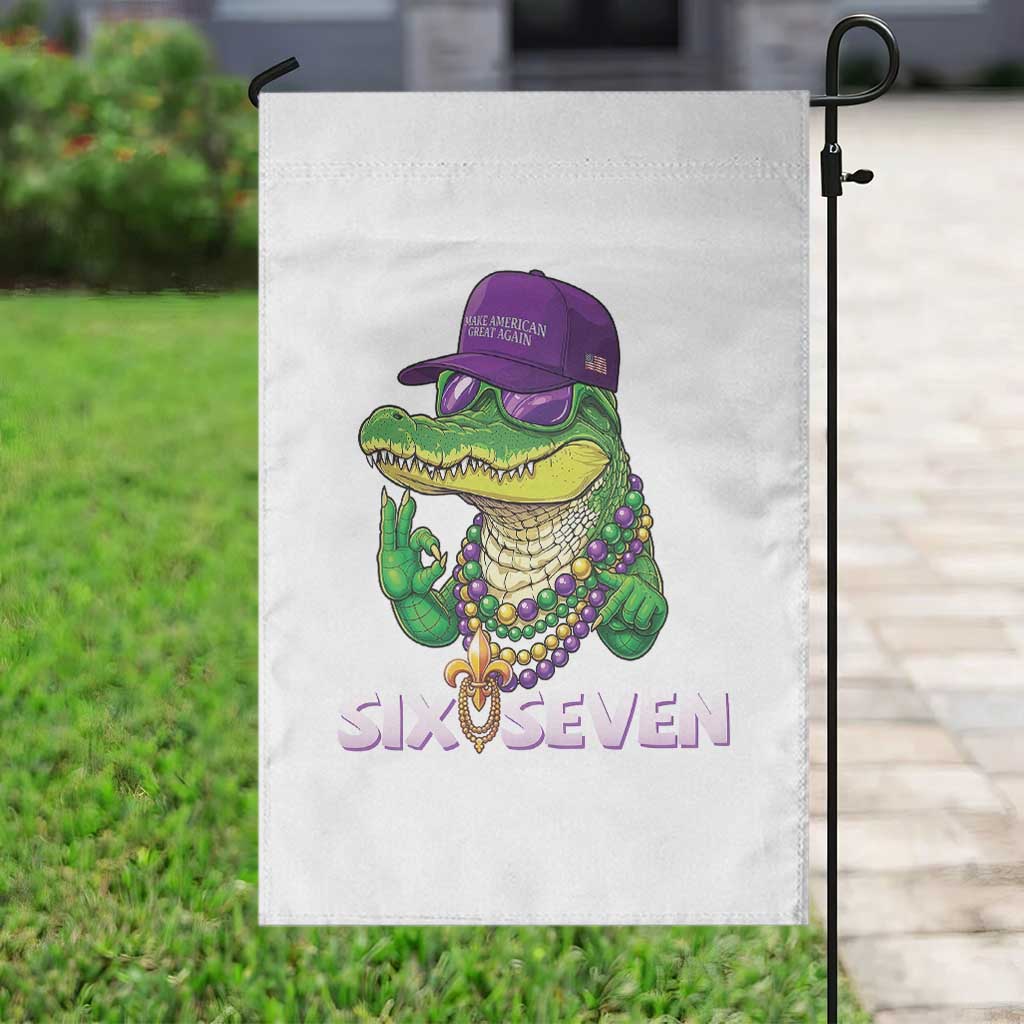 Mardi Gras Alligator Garden Flag Funny Six Seven MAGA Political Meme