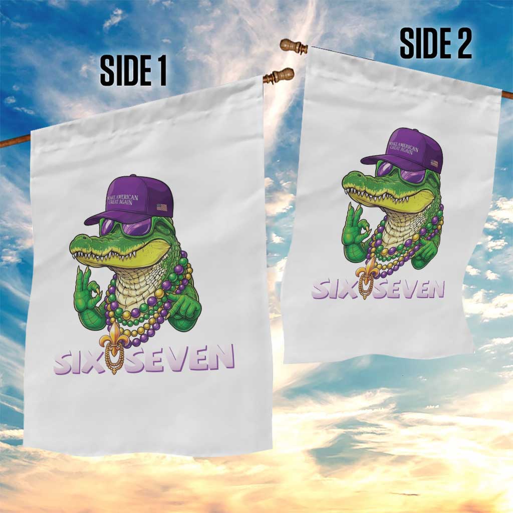 Mardi Gras Alligator Garden Flag Funny Six Seven MAGA Political Meme