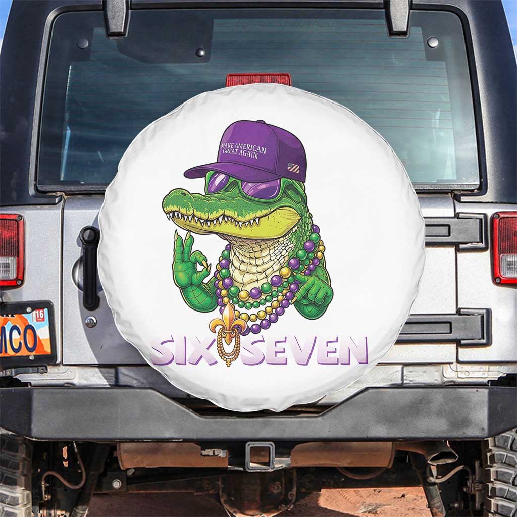 Mardi Gras Alligator Spare Tire Cover Funny Six Seven MAGA Political Meme
