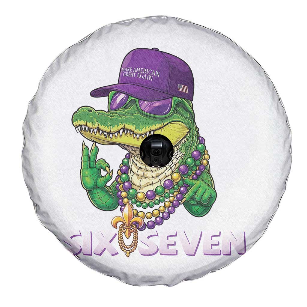 Mardi Gras Alligator Spare Tire Cover Funny Six Seven MAGA Political Meme